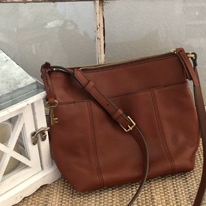 Fossil Brown Leather Handbag Purse, Crossbody
